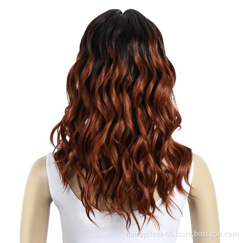 Rebecca fashion 18 inches competitive price Middle Part Lace Front Deep Loose Wave Wig Heat Resistant Fiber Synthetic Hair Wigs